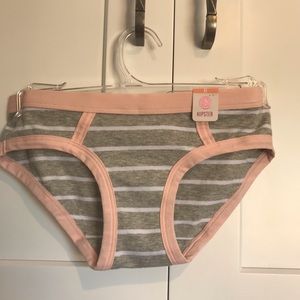 NWT SO Hipster Panties Grey Pink Stripe Size XS